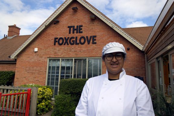 Trainee CC standing outside The Foxglove pub