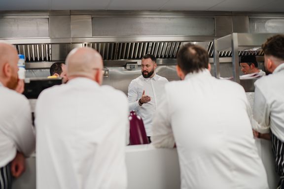 A group of chefs at a Culinary masterclass with Tom Shepherd