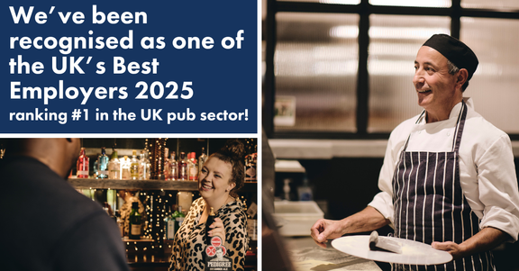 We've been recognised as one of the UK's best Employers 2025, ranking number 1 in the UK pub sector
