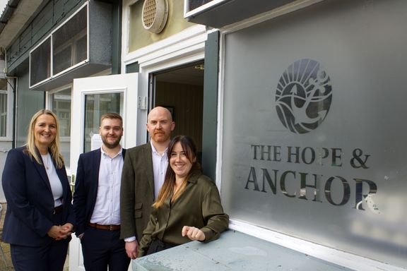 Group standing outside The Hope & Anchor