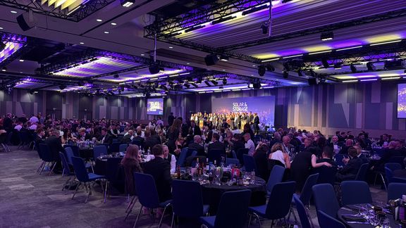 Wide-shot showing attendees at Solar and Storage live awards
