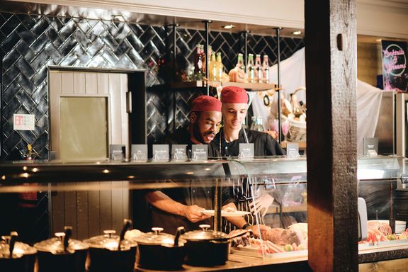 Two members of the kitchen team at the Carvery