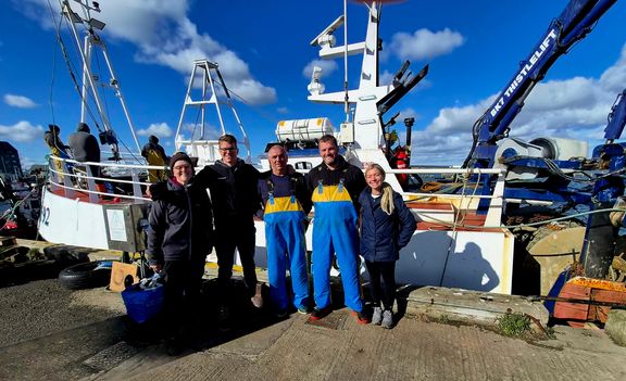 Sophie Edwards and Ruth Pheysey alongside crew members