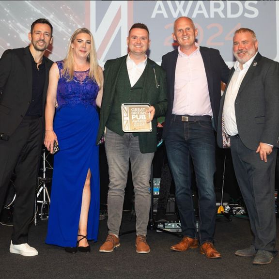 Team at The Griffin in Loughborough with the Marston’s Pub of the Year 2024 award
